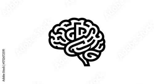 Stylized graphic illustration of a human brain representing thought and intelligence.