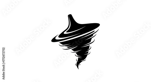 Stylized black tornado vortex symbol representing power and motion.