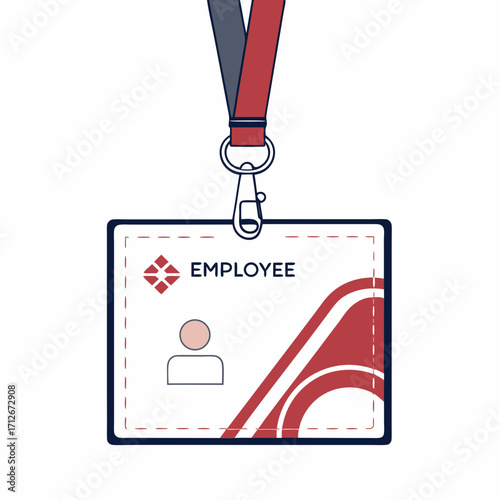 Employee id card identification badge for company staff access control and security personal information card with photo and name vector illustration