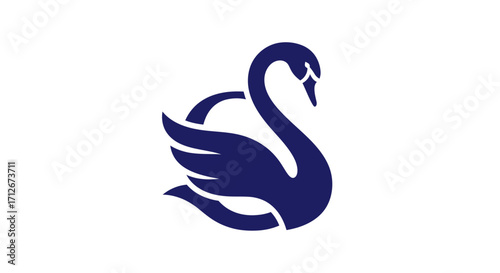 Elegant dark blue swan logo icon design.