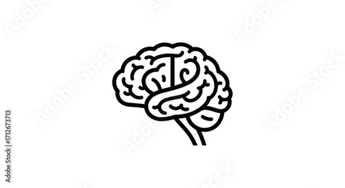 Simple Brain Icon Representing Thought and Intelligence.