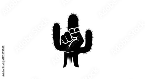 Stylized Cactus Fist Symbol of Strength and Resilience.