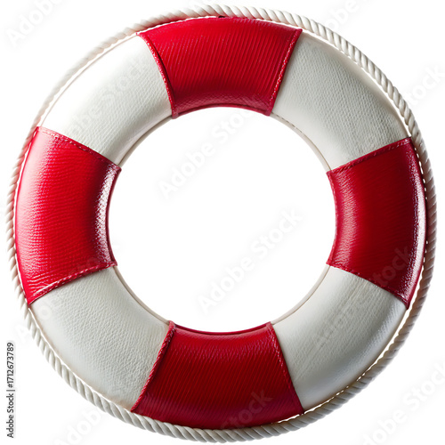 red and white life preserver isolated on white background, png, ai generated