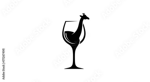 Creative silhouette of a giraffe emerging from a wine glass symbolizing a unique beverage experience.
