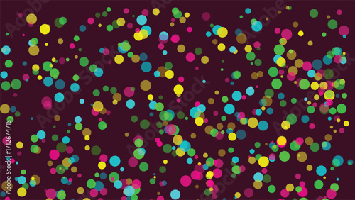 Abstract colorful circles design on dark burgundy background backdrop graphic