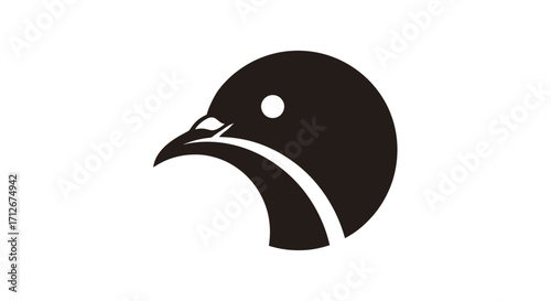 Minimalist Black Bird Head Logo Design on White Background.