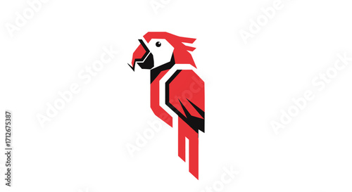 Stylized Red Parrot Logo Design.