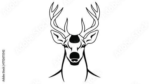 Print"Roe Deer Antler Heads Silhouette | Heraldic Hunting Camms Vector | Wildlife Trophy Clipart"