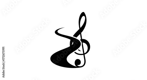 Creative fusion of a treble clef and yin yang symbol.