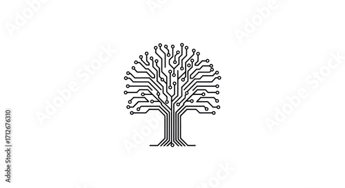 Digital Tree Circuit Board Logo Design.