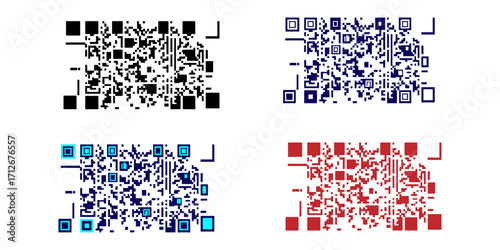 Vector abstract digital art design with colorful mosaic geometric square seamless. qr code icon on white and transparent background. code, qr, qr code, vector, bar, coding, vector icon. Minimalist art