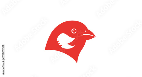 Red Bird Head Logo Design Illustration.
