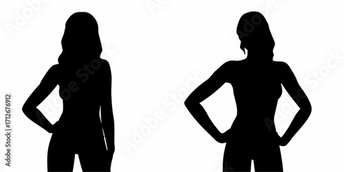 Confident woman silhouettes, strong pose, ready for anything, stylish and modern vector art