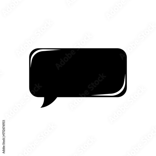 A metallic internet button features a 3D black speech bubble icon, symbolizing a blank chat for web communication