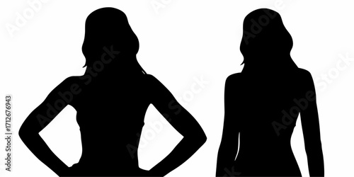 Powerful woman silhouettes, strong female figures representing success and empowerment in business leadership