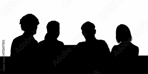 Diverse team brainstorming innovative ideas together in dynamic meeting silhouette perfect for backgrounds