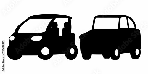 Black silhouettes of two different electric vehicles, ready for green transport initiatives