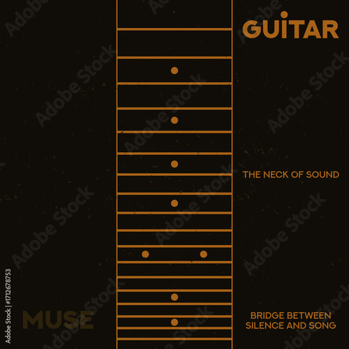 Guitar Fretboard Vector Illustration. Music background. Guitar neck.