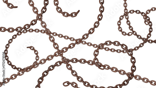 3D Render of Rusty Metal Chain Isolated on Transparent Background