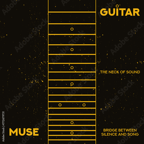 Guitar Fretboard Vector Illustration. Music background. Guitar neck.