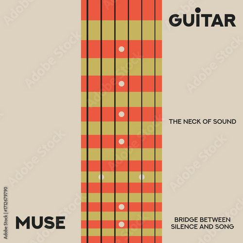 Guitar Fretboard Vector Illustration. Music background. Guitar neck.