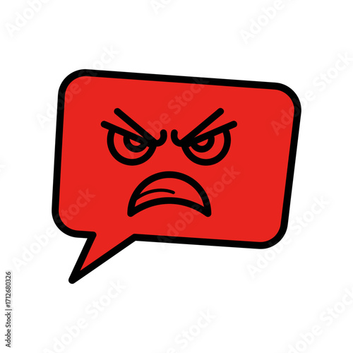 Abstract angry face cartoon illustration with chat bubble logo
