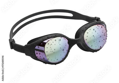 Canvas-taulu Isolated wet goggles ready to swim reflecting light and colors perfect for compe