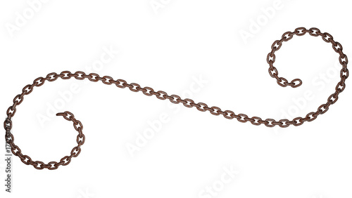 3D Render of Rusty Metal Chain Isolated on Transparent Background