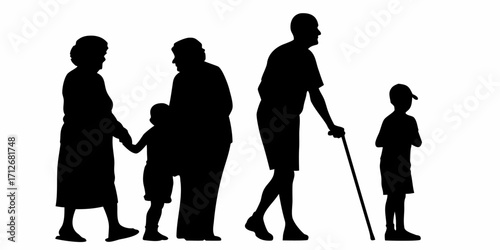 Heartwarming multigenerational family silhouette shows love and support across generations