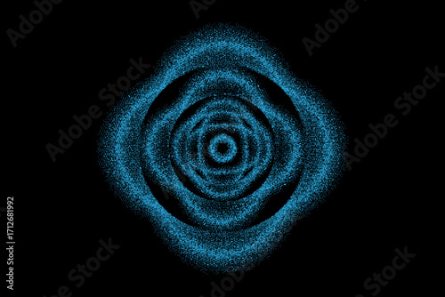 Abstract Particle Collision Brutalism Graphic Design Vector with Blue Quantum Energy Burst