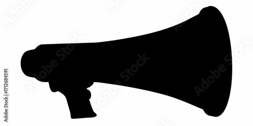 Powerful megaphone silhouette for announcements, alerts, and communication campaigns