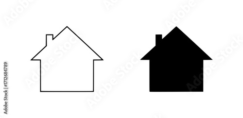 Outline and solid black vector icon of a house
