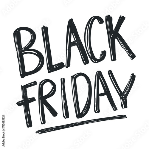 Black Friday sale announcement for shopping promotions and deals. Vector hand drawn illustration