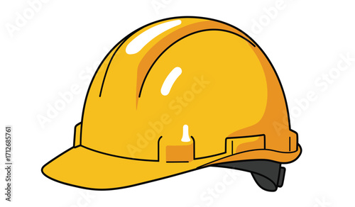 Yellow hard hat safety protection headwear for construction workers occupational safety equipment industrial apparel isolated on white background