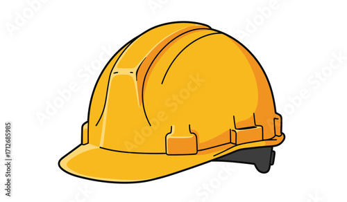 Bright yellow hard hat safety helmet for construction industrial workplace personal protective equipment head protection isolated on white background