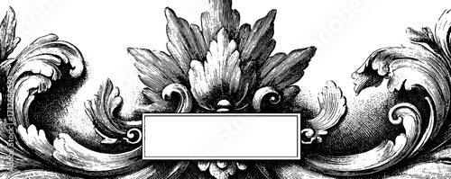 Vintage hand-drawn frame with ornate design and ruby gemstone motif for elegant banners