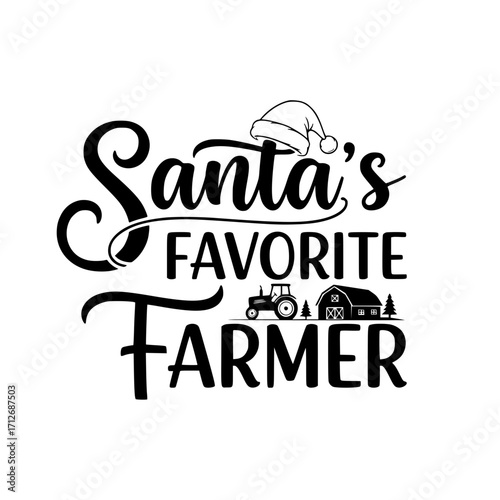 A festive illustration displays Santa's Favorite Farmer, depicting a whimsical winter scene of farming, adding a touch of rural charm to the holiday season.