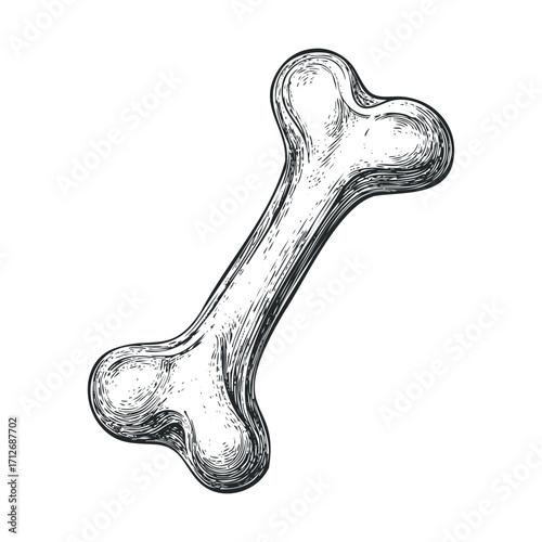 Dog bone for pet treats and playtime activities. Vector hand drawn illustration