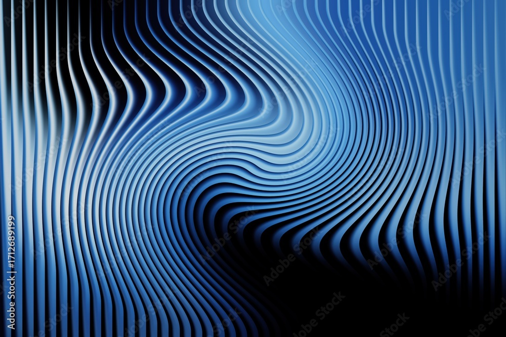 Fototapeta premium Twisting blue lines forming a vortex pattern against a dark background, representing abstract energy and dynamic motion