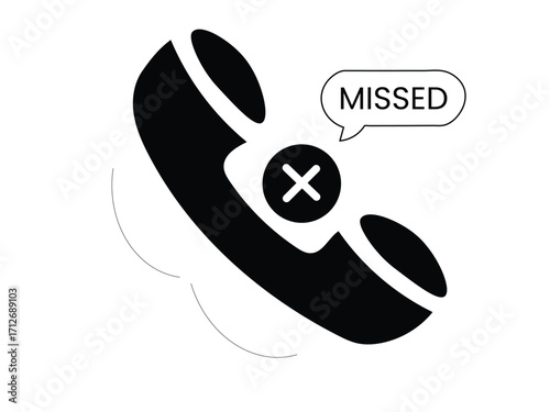 Missed call icon outline vector symbol. Phone icon. Phone icon. Incoming, outgoing, and missed call icon. flat style editable isolated design.