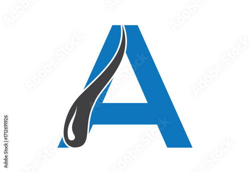 Intel latter A with hair treatment logo design concept