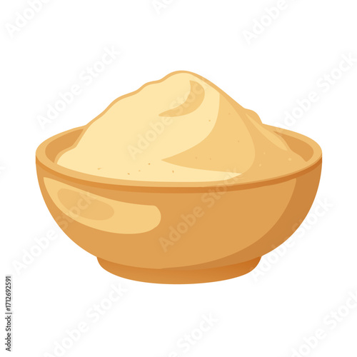 Bowl of yellow powder isolated on transparent background