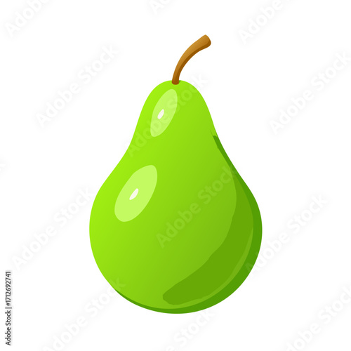 Green pear fruit cartoon illustration isolated on transparent background