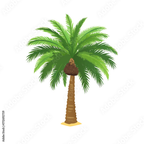 Illustration of a green palm tree isolated on transparent background