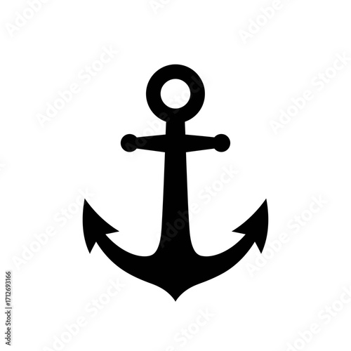 Classic nautical anchor silhouette symbol maritime marine sea voyage icon isolated on white background