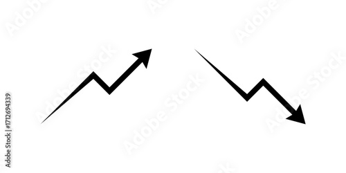 Zigzag up and down arrow icon. Profit and loss trend symbol