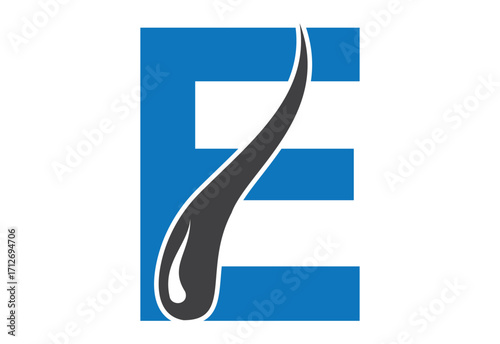 Intel latter E with hair treatment logo design concept