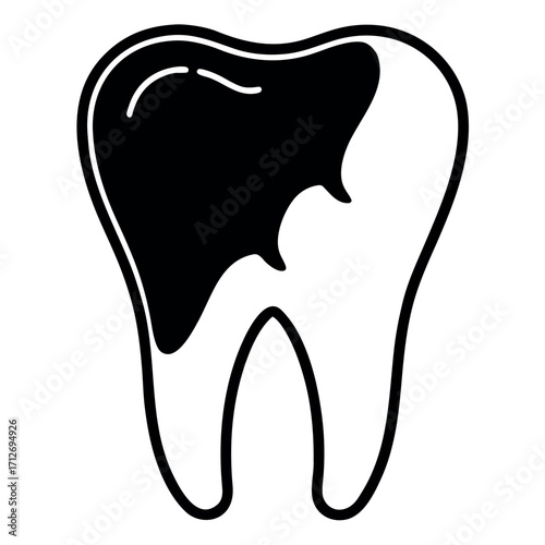 Vector art of decayed tooth with cavity illustration design