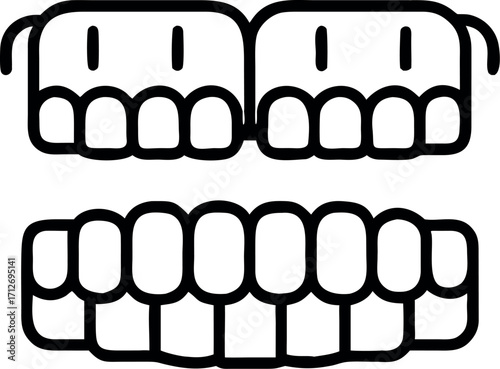 Vector art of upper and lower jaw with teeth illustration design