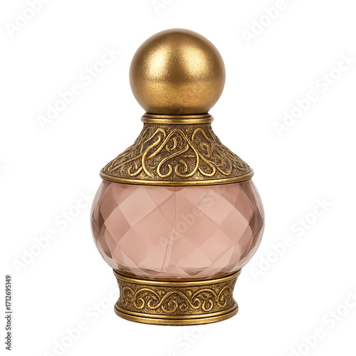 Ornate Antique Perfume Bottle transparent background Generative Ai